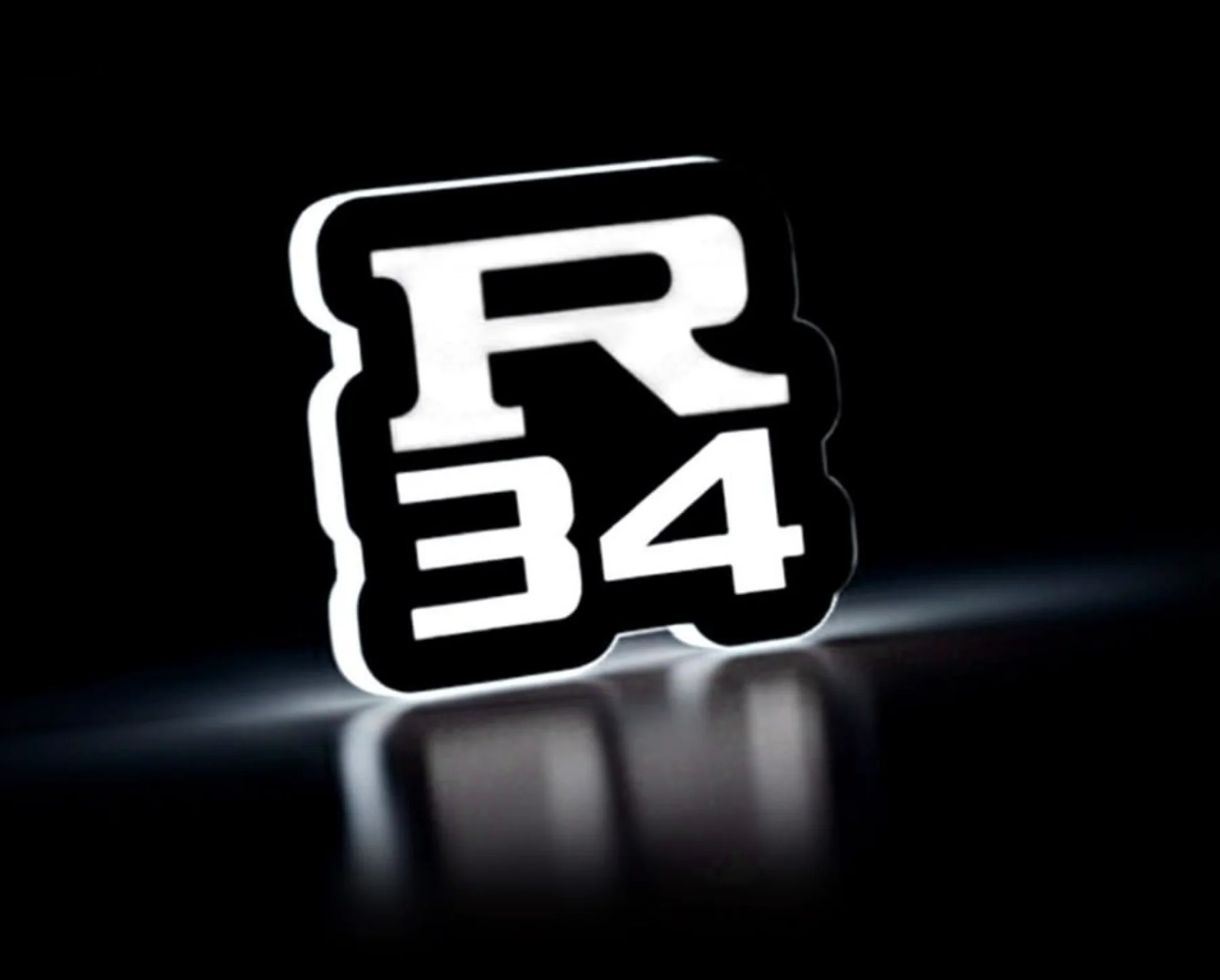 Nissan Illuminated LED Radiator Grille Emblems and Badges with R34 (type 2) logo