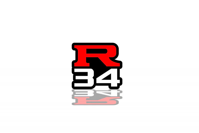 Nissan Skyline tailgate trunk rear emblem with R34 logo