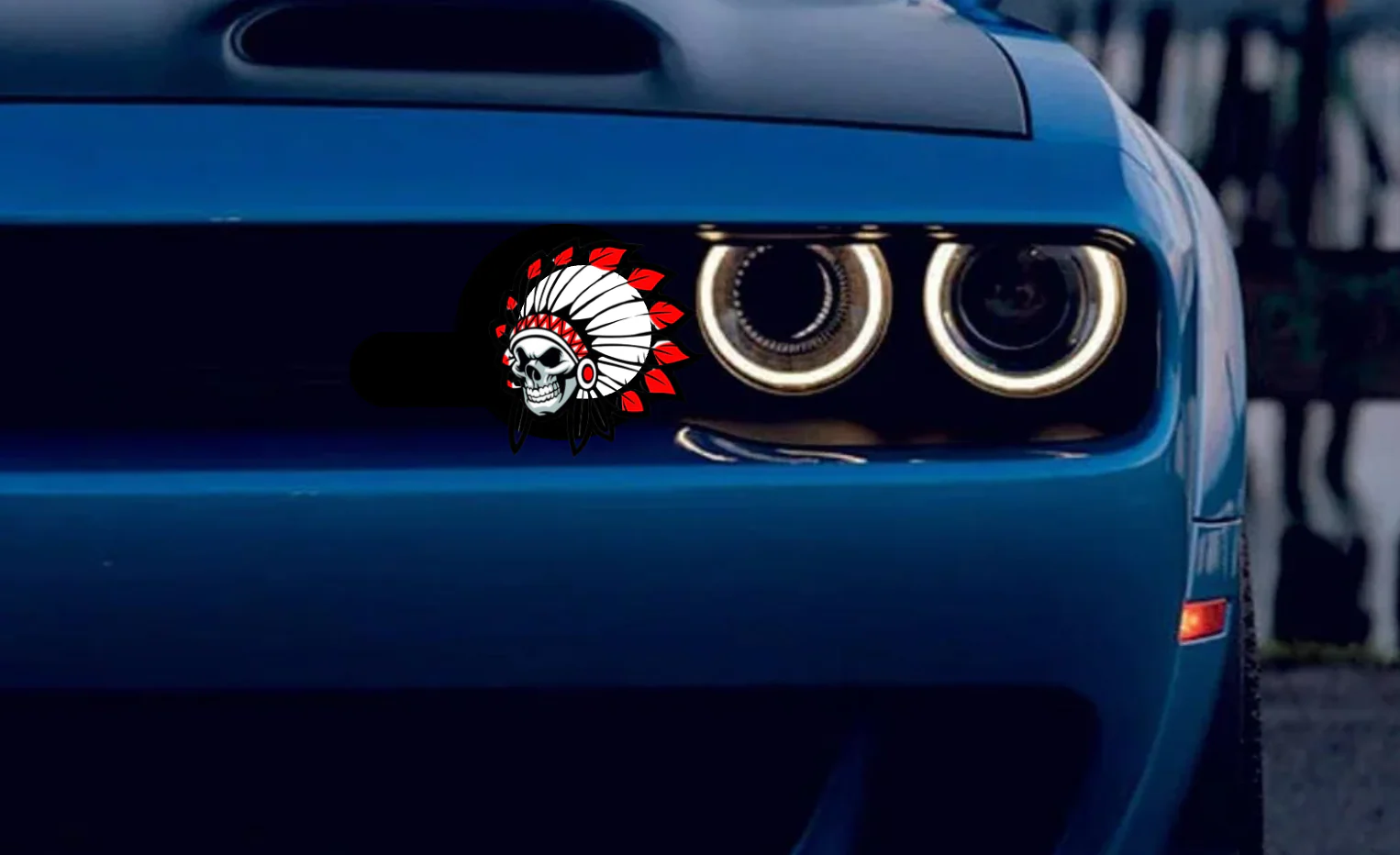 Radiator grille emblem with Indian Skull Chief logo - Image 2