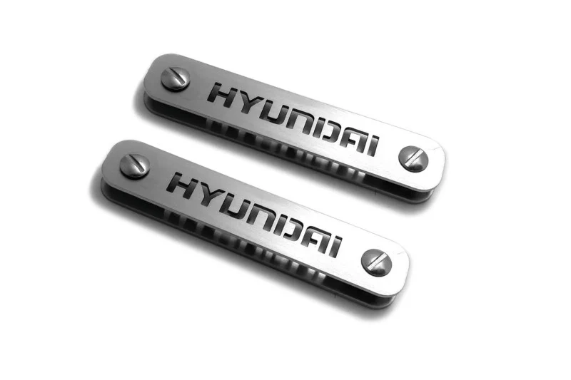 Stainless Steel Floor Mats Emblems Set Badges with Hyundai Logo - Image 2