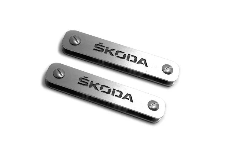 Stainless Steel Floor Mats Emblems Set Badges with Skoda Logo - Image 2