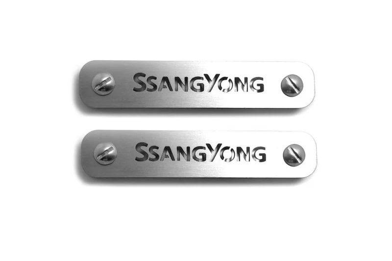 Stainless Steel Floor Mats Emblems Set Badges with SsangYong Logo - Image 3