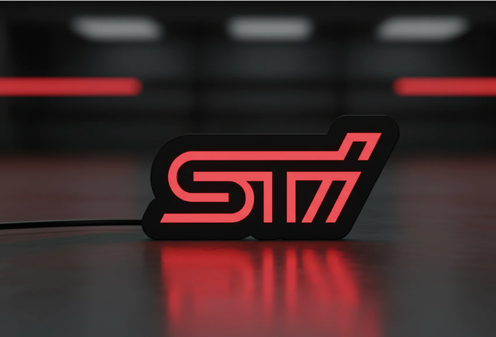 Illuminated LED Radiator Grille Emblems and Badges with STI logo - Image 3