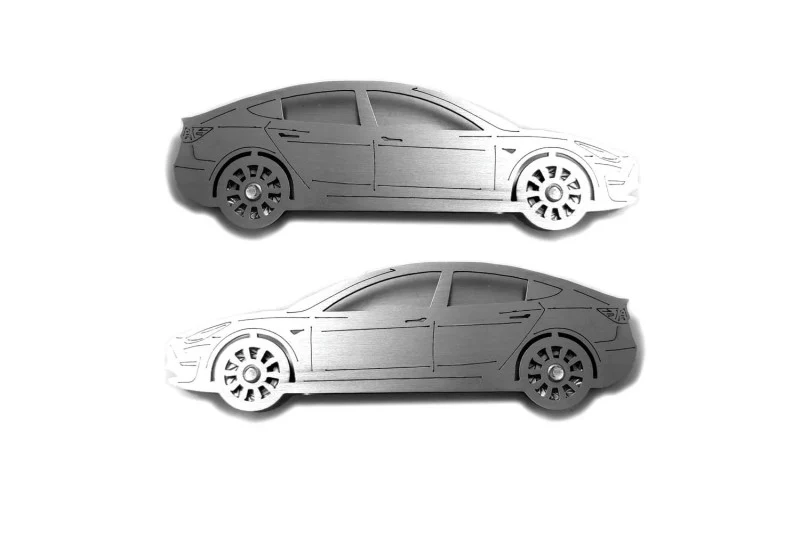 Tesla Model 3 (2017+) Floor Mat Emblem Set – Stainless Steel Badges - Image 3