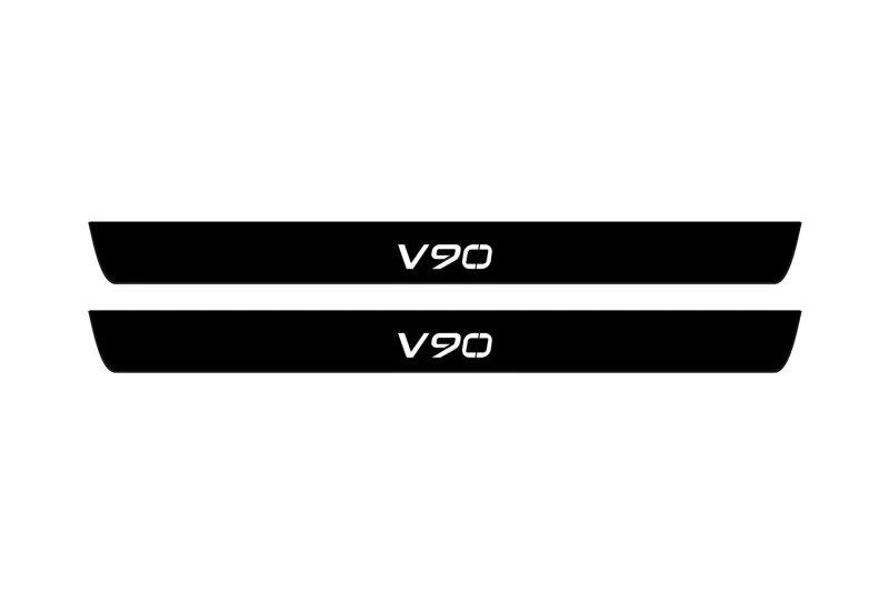 Volvo V90 II 2016+ Led Door Sill Pro With Logo V90 (Premium Painting)